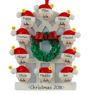 Personalized Grandparents & 8 Grandkids Christmas Window Ornament