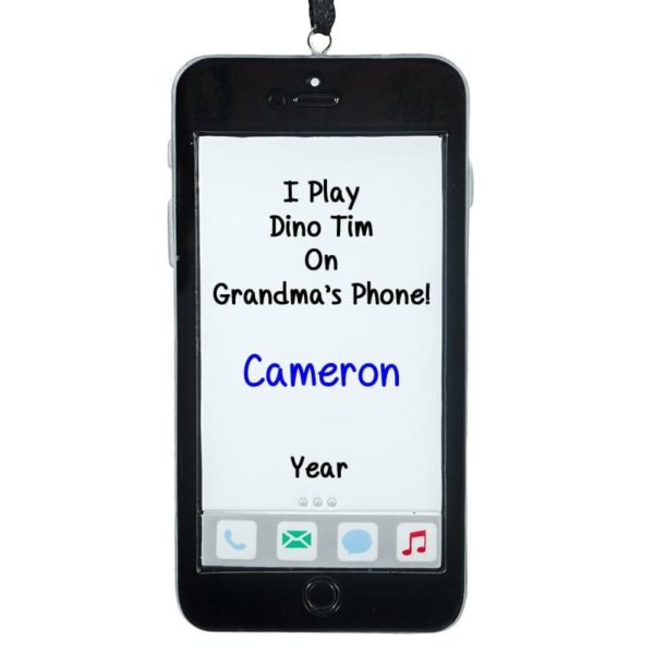 Playing Games On Grandma's iPhone Personalized Ornament