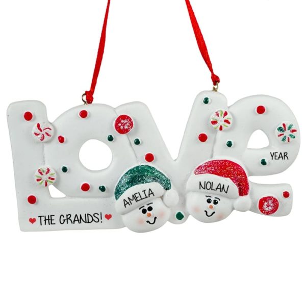 Personalized 2 Grandkids On LOVE Christmas Ornament