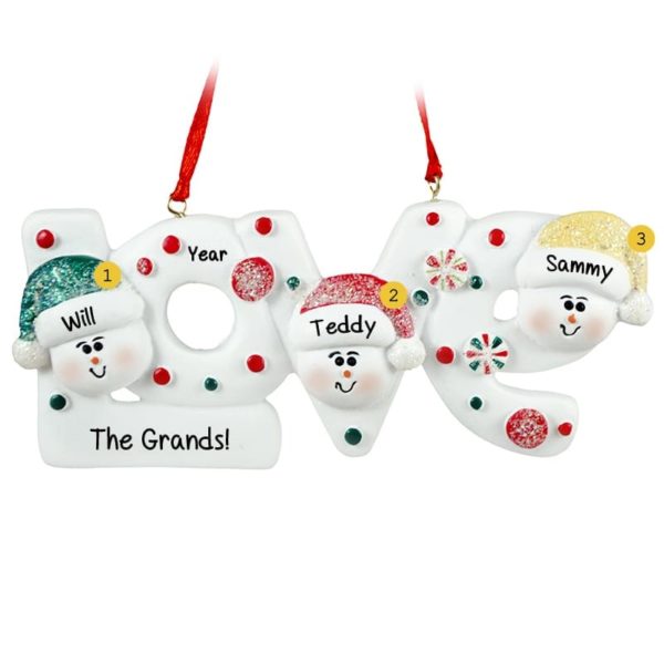 Personalized 3 Grandkids On LOVE Christmas Ornament