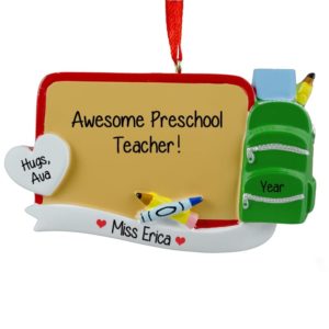 Preschool Teacher Chalkboard Backpack & Crayons Ornament