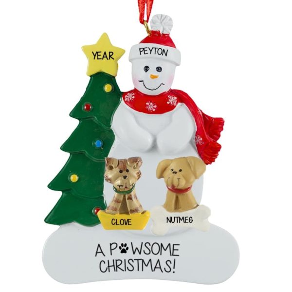 Snowman With 1 Cat And 1 Dog Personalized Ornament