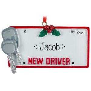 New Driver's License With Glittered Keys Personalized Ornament