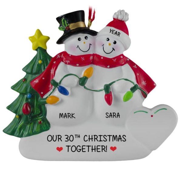 Snow Couple Celebrating Years Together Personalized Ornament