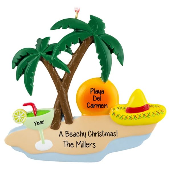 A Beachy Christmas Palm Trees & Sand Ornament