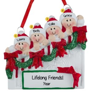 Personalized 4 Friends On Christmasy Steps Ornament