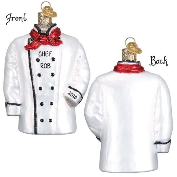 Image of Personalized Chef's Coat Glittered Glass Ornament