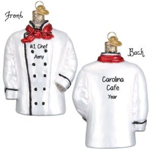 Image of Personalized #1 Chef Coat Glittered Glass Ornament