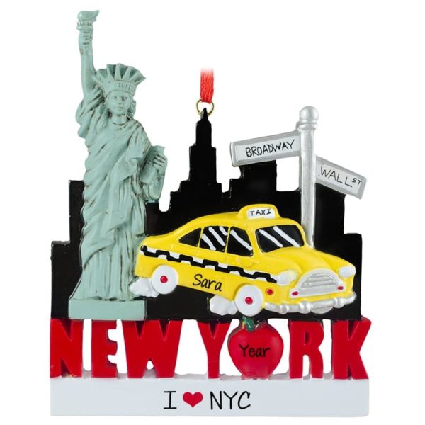 I Love New York City Skyline Personalized Ornament