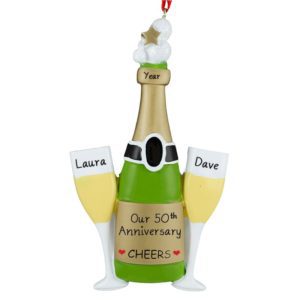 Personalized 50th Anniversary Champagne Toast Ornament
