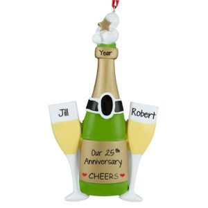 Personalized 25th Anniversary Champagne Toast Ornament