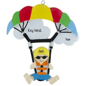 Personalized Parasailing Colorful Parasail Wing And Person In Air Ornament
