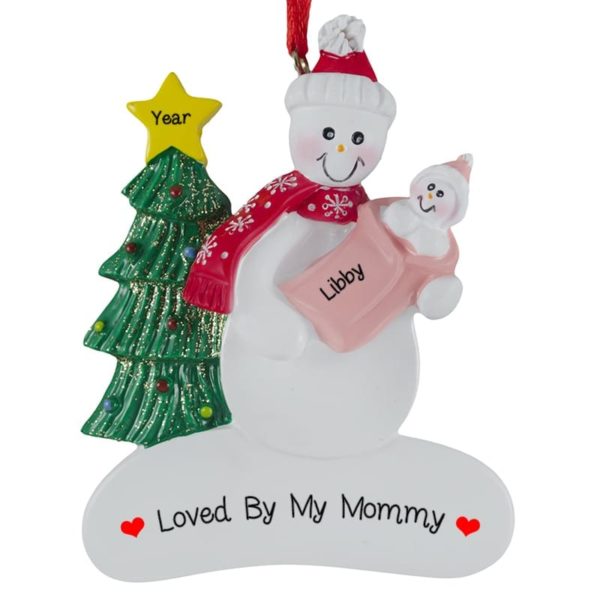 Mother Holding Her Baby GIRL Personalized Ornament PINK