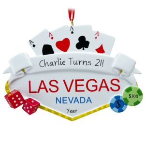 Celebration In Las Vegas Cards & Dice Personalized Ornament
