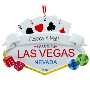 Married In Las Vegas Cards & Dice Personalized Ornament