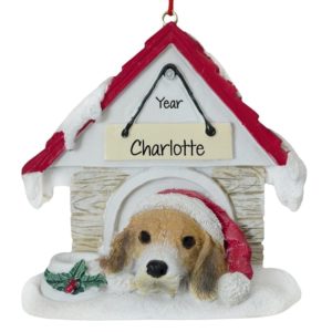 Personalized Beagle Doghouse MAGNET Christmas Ornament
