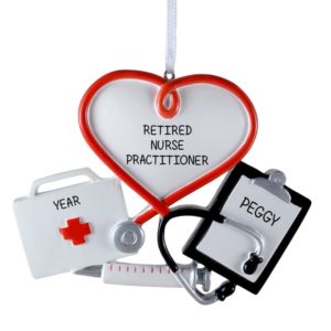 Retired Nurse Practitioner Clipboard & Stethoscope Ornament