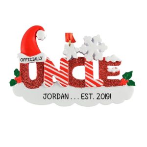 Official New Uncle Glittered Letters Personalized Ornament