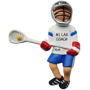 Male Lacrosse Coach Personalized Ornament