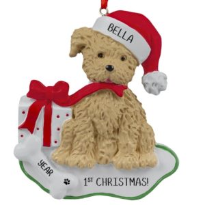 Image of TAN Puppy's 1st Christmas Personalized Ornament