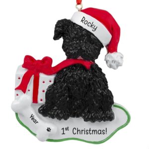 BLACK Puppy's 1st Christmas Personalized Ornament