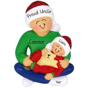 Personalized Proud Uncle Holding Baby Ornament