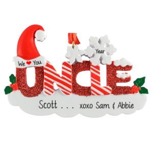 Personalized We Love Our Uncle Glittered Letters Ornament
