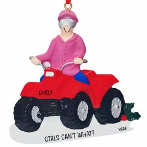 Personalized GIRL Riding 4 Wheeler ATV Ornament