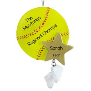 Personalized Softball School Team Ornament YELLOW
