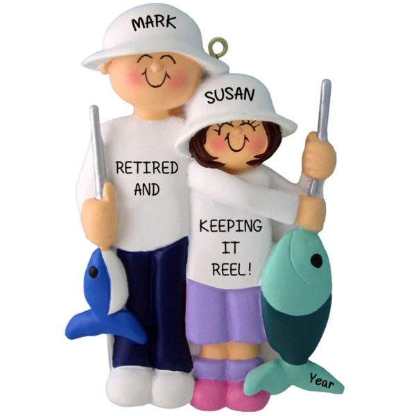 Retired Couple Fishing Personalized Ornament