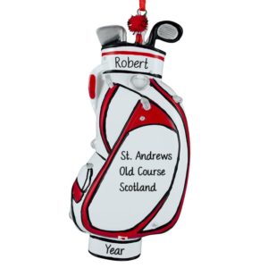 Personalized Famous Golf Course RED & BLACK BAG Ornament