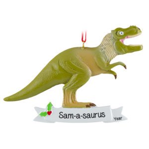 Personalized Tyrannosaurus Rex GREEN Dinosaur Ornament