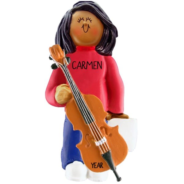 Girl Playing CELLO Personalized Ornament AFRICAN AMERICAN