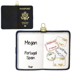 Passport 2-Sided Personalized Glass Ornament