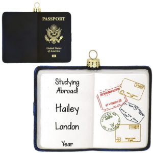 Personalized Passport Studying Abroad 2-Sided Glass Ornament