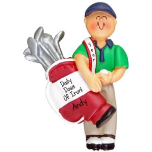 Personalized Retired Male Golfer Holding Clubs Ornament