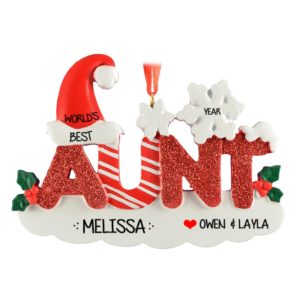World's Best Aunt Glittered Letters Christmas Ornament