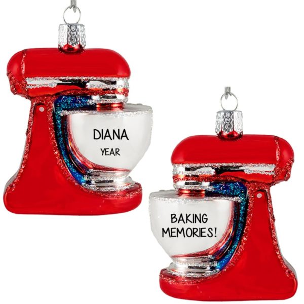 Red Stand Up Mixer GLASS 3-Dimensional Personalized Ornament