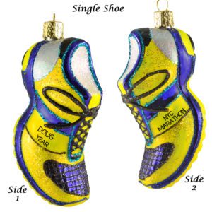 Personalized Marathon Running Shoe Glittered Glass Ornament