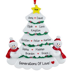 Personalized 12 Grandkids White Christmas Tree Ornament