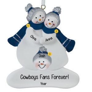 Dallas Cowboys Family Of 3 NAVY And SILVER Ornament