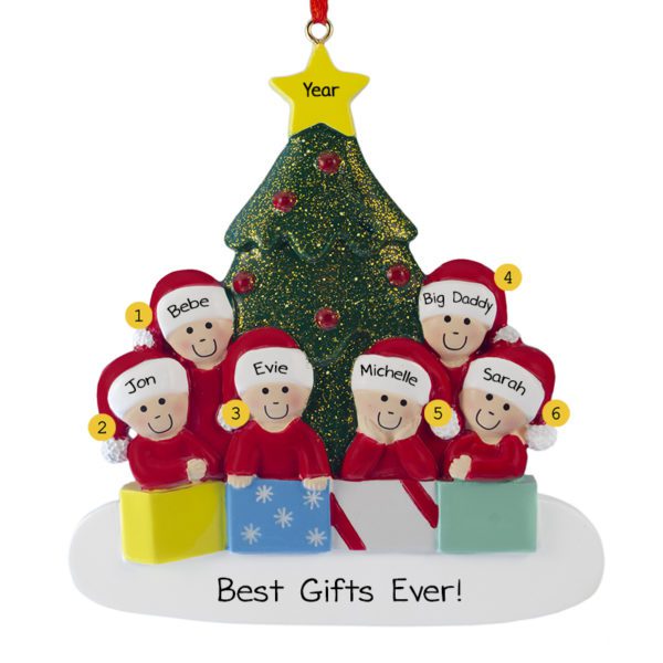 Personalized Grandparents And 4 Grandkids Glittered Tree Ornament