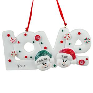 Snow Couple LOVE Personalized Christmas Ornament