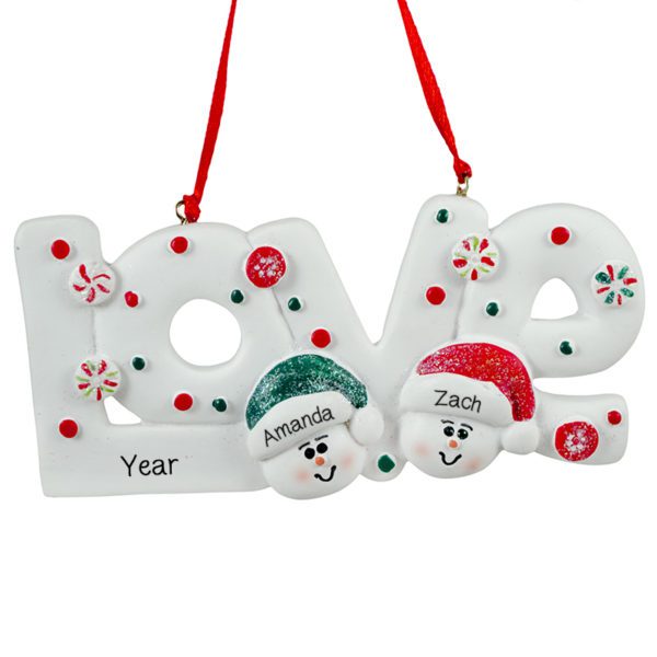 Snow Couple LOVE Personalized Christmas Ornament