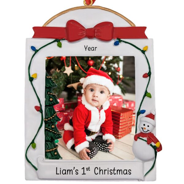 Image of Baby Boy's 1st Christmas Photo Frame Snowman Tabletop Ornament