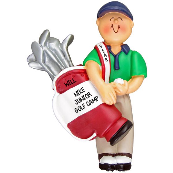 Image of Personalized Golf Camp Boy Holding Clubs Ornament