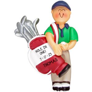 Male Golfer Hole In One Personalized Ornament
