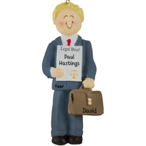 Male Lawyer Holding Legal Brief Ornament BLONDE