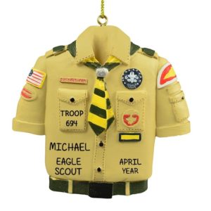 Image of Personalized TAN Eagle Scout Ceremony Shirt With TIE 3-D Ornament