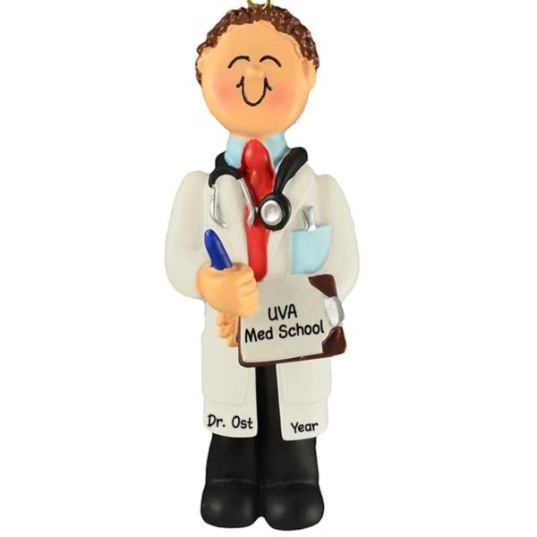 Image of MALE Medical School Graduation Ornament BROWN HAIR